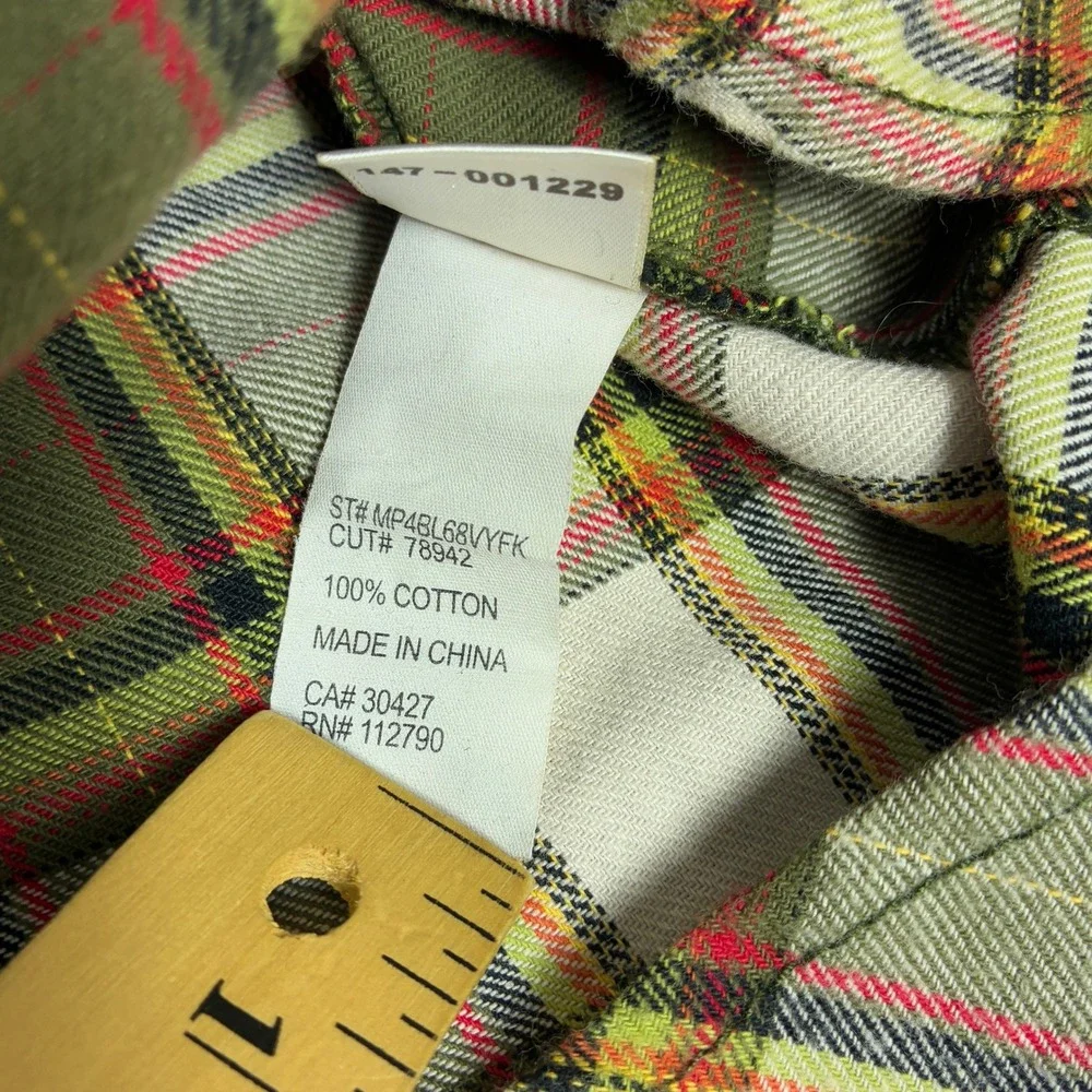 True Religion Mens 3XL Western Plaid Flannel Shirt Pearl Snap Green Y2K XXXL